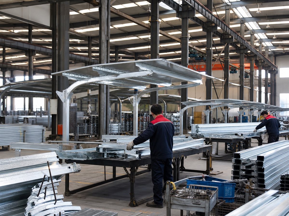 Steel parking shelter factory workshop
